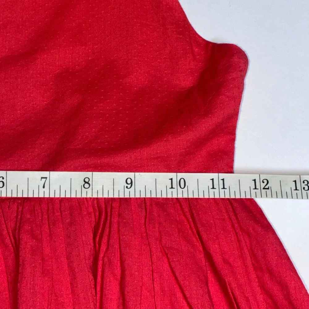 Mini Boden Floral Embroidered Dress 8-9Y Red Cross Back Ruffle‎ Summer Sundress